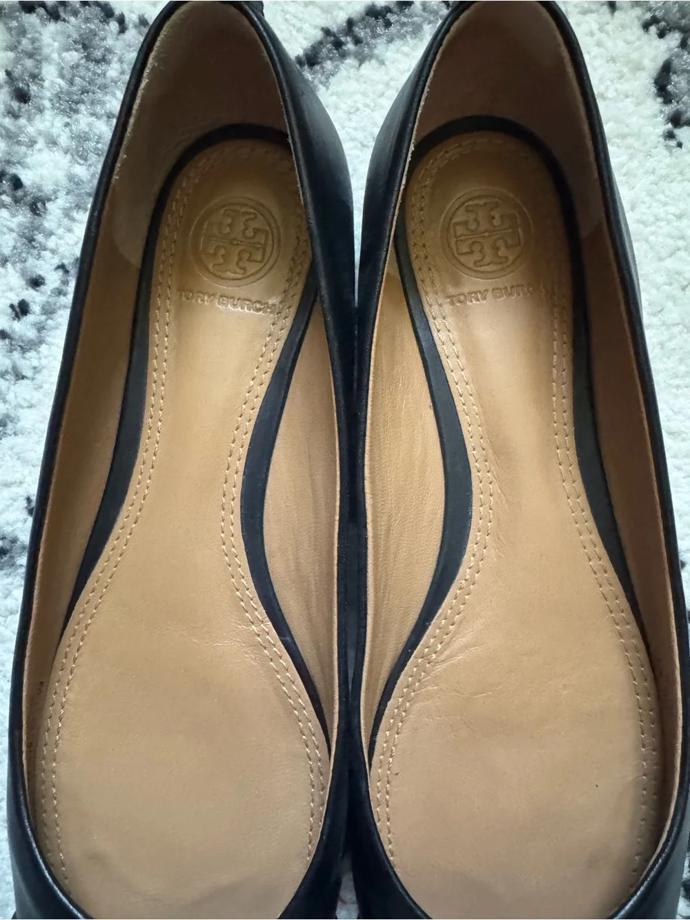 Black Tory Burch Women’s Ballet Flats with Logo Medallion